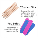 Darrahopens Health & Beauty > Makeup > Nail Care 10-Set Press-On Nail Prep Tool Kits - 10 x Disposable Manicure Sticks & 10 x Mini Files, 10 Ultra-Thin Adhesive Sheets