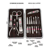 Darrahopens Health & Beauty > Makeup > Nail Care 12-Piece Manicure Pedicure Kit, Professional Nail Clipper Grooming Set, Brown Checkered Case