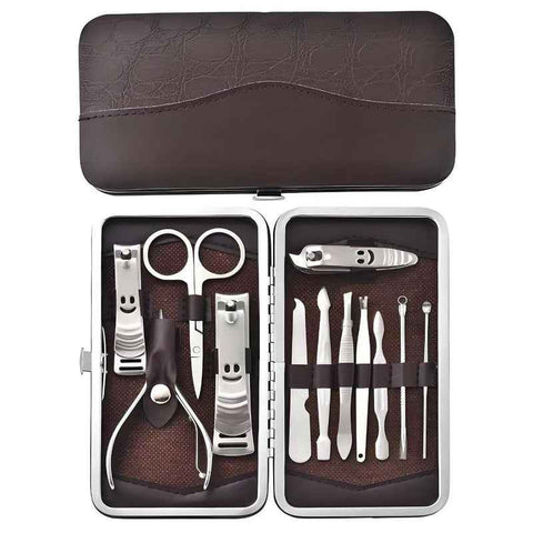 Darrahopens Health & Beauty > Makeup > Nail Care 12-Piece Manicure Pedicure Kit, Professional Nail Clipper Grooming Set, Brown Croc Case