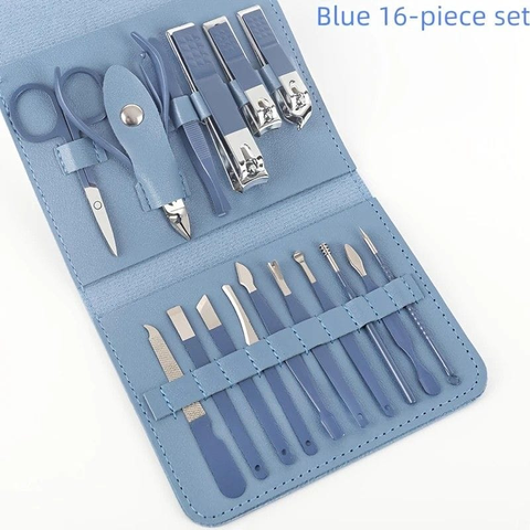 Darrahopens Health & Beauty > Makeup > Nail Care 16-Piece Nail Care Set | Portable & Professional, One Box for Hand & Foot Details.BLUE