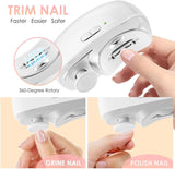 Darrahopens Health & Beauty > Makeup > Nail Care 3-in-1 Electric Nail Trimmer for Kids, Adults & Seniors – Auto Nail Clipper with Polish Plate, Dust Collector, LED Light, Whisper-Quiet 40dB Operation, USB-C Rechargeable, Safe for Sensitive Nails (White)