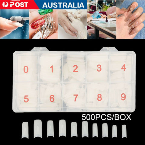 Darrahopens Health & Beauty > Makeup > Nail Care 500Pcs Fake French Nail Tips White Clear Stiletto False Gel Pointy Art Acrylic