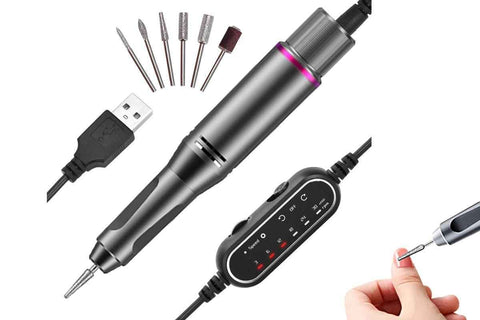 Darrahopens Health & Beauty > Makeup > Nail Care Electric Manicure Tools Kit File Machine Cordless Nail Drill Trimmer Nail Grind Trim Polish-Gray