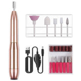 Darrahopens Health & Beauty > Makeup > Nail Care Electric Nail Drill Kit Cordless Nail Drill Portable USB Rechargeable Manicure Pedicure Tools for Acrylic Gel Nails -Gold