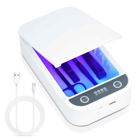 Darrahopens Health & Beauty > Makeup > Nail Care Nail Tool Sterilizer with Blue Light,Portable USB Sterilizer For Nail Tools Nail Cleaning Box Beauty Tool Cleaner Machine for for Nail Salon, Tweezers, Jewelry, Phone, Manicure Tools Cleaning