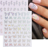 Darrahopens Health & Beauty > Makeup > Nail Care Sheets Aurora Nail Stickers 3D Holographic Laser Heart Star Moon Flame Flower Butterfly Nail Decals Self-adhesive Nail