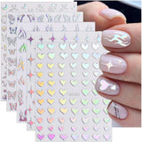 Darrahopens Health & Beauty > Makeup > Nail Care Sheets Aurora Nail Stickers 3D Holographic Laser Heart Star Moon Flame Flower Butterfly Nail Decals Self-adhesive Nail