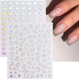 Darrahopens Health & Beauty > Makeup > Nail Care Sheets Aurora Nail Stickers 3D Holographic Laser Heart Star Moon Flame Flower Butterfly Nail Decals Self-adhesive Nail