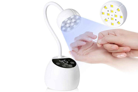 Darrahopens Health & Beauty > Makeup > Nail Care UV LED Nail Lamp Mini Cordless Gel Dryer With Adjustable Gooseneck For Gel Nails - White