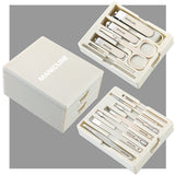 Darrahopens Health & Beauty > Makeup > Nail Care White Premium 13-in-1 Manicure & Grooming Kit - Professional Carbon Steel Pedicure Set with Dual-Drawer Case & Mirror