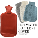 Darrahopens Health & Beauty > Massage & Relaxation 2L HOT WATER BOTTLE + Knitted Cover Winter Warm Rubber Bag Relaxing Warm Therapy