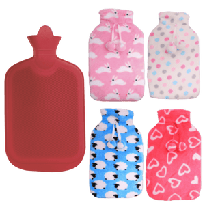 Darrahopens Health & Beauty > Massage & Relaxation 2L HOT WATER BOTTLE with Coral Fleece Cover Winter Warm Natural Rubber Bag