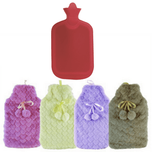 Darrahopens Health & Beauty > Massage & Relaxation 2L HOT WATER BOTTLE with Hearts Fleece Cover Winter Warm Natural Rubber Bag
