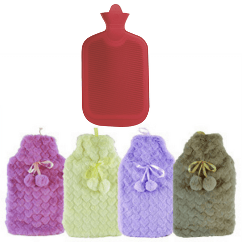 Darrahopens Health & Beauty > Massage & Relaxation 2L HOT WATER BOTTLE with Hearts Fleece Cover Winter Warm Natural Rubber Bag