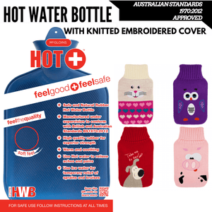Darrahopens Health & Beauty > Massage & Relaxation 2L HOT WATER BOTTLE with Knitted Cover Winter Warm Natural Rubber Bag