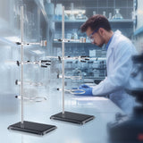 Darrahopens Health & Beauty > Massage & Relaxation > Heating Pads VEVOR Lab Stand Support, Laboratory Retort Support Stand 2 Sets, Steel Lab Stand 23.6" Rod and 8.3" x 5.3" Cast Iron Base, Includes Flask Clamps, Burette Clamps and Cross Clamps