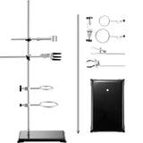 Darrahopens Health & Beauty > Massage & Relaxation > Heating Pads VEVOR Lab Stand Support, Laboratory Retort Support Stand 2 Sets, Steel Lab Stand 23.6" Rod and 8.3" x 5.3" Cast Iron Base, Includes Flask Clamps, Burette Clamps and Cross Clamps
