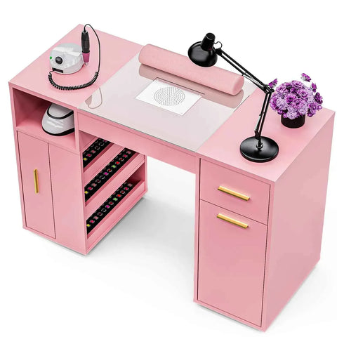 Darrahopens Health & Beauty > Massage & Relaxation > Massage Tables Pink Manicure Table with Electric Dust Collector and Storage, 108x45x77cm In Australia - Darrahopens