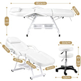 Darrahopens Health & Beauty > Massage & Relaxation > Massage Tables Zenses Beauty Bed with Stool, White, Adjustable Facial Massage Table, Tattoo Chair, Salon Services In Australia - Darrahopens