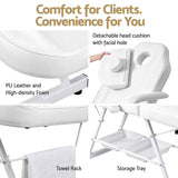 Zenses Beauty Bed with Stool, White, Adjustable Facial Massage Table, Tattoo Chair, Salon Services In Australia - Darrahopens