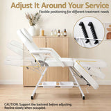 Zenses Beauty Bed with Stool, White, Adjustable Facial Massage Table, Tattoo Chair, Salon Services In Australia - Darrahopens