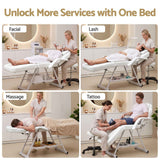 Zenses Beauty Bed with Stool, White, Adjustable Facial Massage Table, Tattoo Chair, Salon Services In Australia - Darrahopens