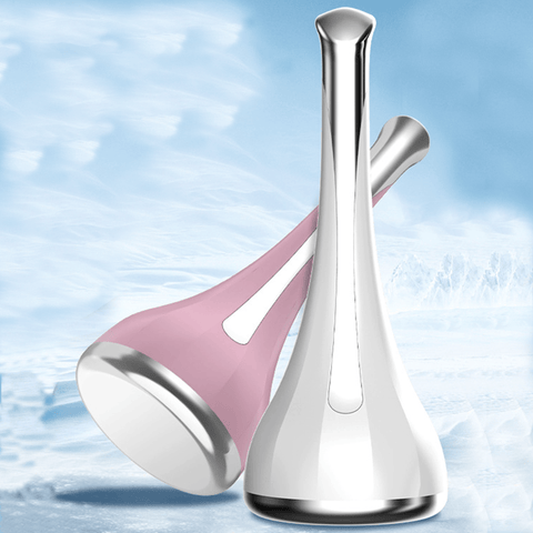 Darrahopens Health & Beauty > Massage & Relaxation > Massagers 2-piece White and Pink Flat-Surface Ice  Cold Therapy Facial Tool - Mini Ice Hammer Cryo Stick for Pore Shrinking Skin Soothing Sunburn Relief - Reusable ABS+PC Cooling Massager