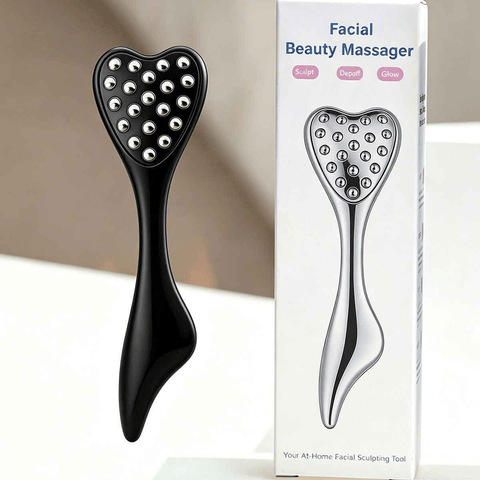 Darrahopens Health & Beauty > Massage & Relaxation > Massagers 304 Stainless Steel Heart Shaped Roller Ball Massager: Face Lifting and Eye Soothing, Body Scraping and Relaxation, Lightweight and Portable, One Tool for Skincare and Body Care（black)
