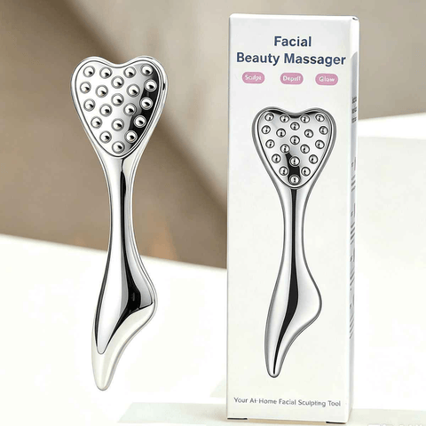 Darrahopens Health & Beauty > Massage & Relaxation > Massagers 304 Stainless Steel Heart Shaped Roller Ball Massager: Face Lifting and Eye Soothing, Body Scraping and Relaxation, Lightweight and Portable, One Tool for Skincare and Body Care(silver)