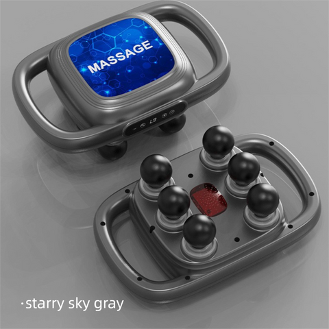 Darrahopens Health & Beauty > Massage & Relaxation > Massagers 6-Head Deep Tissue Percussion Massager - Cordless Electric Muscle Gun with Red Light Therapy - 9 Speed Dual Handle Body Relaxer for Back & Legs - Starry Grey