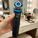 Darrahopens Health & Beauty > Massage & Relaxation > Massagers Beauty Device: Red and Blue Light, Home Use, Portable, Vibrating, Multi-Functional, with Voice Guidance, 5-Color Light Therapy, Eye Massage, Eye Care Device/"Upgrade" black beauty introducer