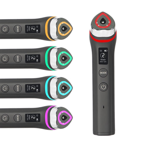 Darrahopens Health & Beauty > Massage & Relaxation > Massagers Beauty Device: Red and Blue Light, Home Use, Portable, Vibrating, Multi-Functional, with Voice Guidance, 5-Color Light Therapy, Eye Massage, Eye Care Device/"Upgrade" black beauty introducer
