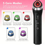 Darrahopens Health & Beauty > Massage & Relaxation > Massagers Beauty Device: Red and Blue Light, Home Use, Portable, Vibrating, Multi-Functional, with Voice Guidance, 5-Color Light Therapy, Eye Massage, Eye Care Device/"Upgrade" black beauty introducer