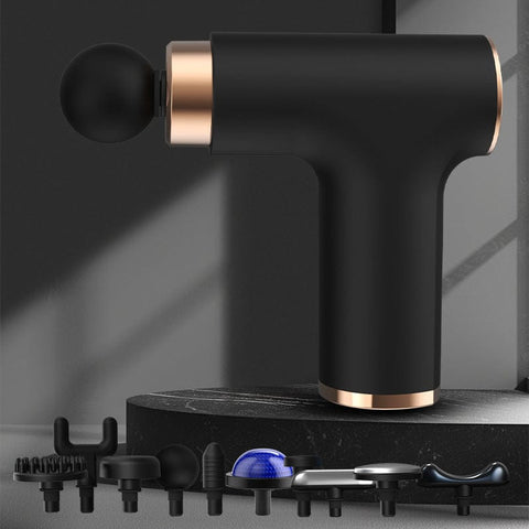 Darrahopens Health & Beauty > Massage & Relaxation > Massagers Black Gold Mini Hot Cold Massage Gun with10 Heads - 6 Intensity Dual Thermal Therapy Deep Muscle Reliever for Gym Fitness Recovery