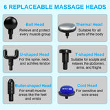 Darrahopens Health & Beauty > Massage & Relaxation > Massagers Black Lightweight Mini Hot Cold Massage Gun with 6 Heads - 6 Intensity Dual Thermal Therapy Muscle Reliever for Portable Body Recovery