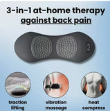Darrahopens Health & Beauty > Massage & Relaxation > Massagers Dark Grey 3-in-1 Heated Back Stretcher with Vibration Massage & Traction Lift — Memory Foam Lumbar Support Cushion for Home Therapy and Pain Relief