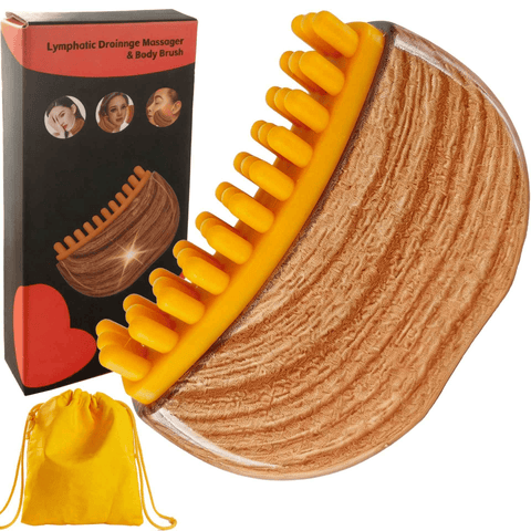 Darrahopens Health & Beauty > Massage & Relaxation > Massagers Dual-Sided Lymphatic Massage Brush: Silicone Boosts Circulation, Gua Sha Lifts, Wet & Dry Use, Essential Home Sculpting Tool(shallow wooden-grain)