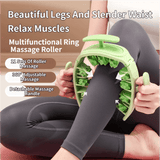 Darrahopens Health & Beauty > Massage & Relaxation > Massagers Green Multifunctional Ring Massage Roller with Detachable Handles - Dual Row 11 Wheel Manual Massager for Full Body Muscle Relief, 180 Degree Flexible Adjustable Width