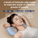 Grey Wireless Rechargeable Cervical & Lumbar Massager Pillow with 4 High/Low Massage Points, 42°C Constant Heat, 3 Speeds and Adjustable Strap – Multifunctional Shiatsu Back Massage Cushion for Neck Waist Shoulder Relief
