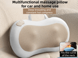 Grey Wireless Rechargeable Cervical & Lumbar Massager Pillow with 4 High/Low Massage Points, 42°C Constant Heat, 3 Speeds and Adjustable Strap – Multifunctional Shiatsu Back Massage Cushion for Neck Waist Shoulder Relief