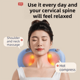 Darrahopens Health & Beauty > Massage & Relaxation > Massagers Grey Wireless Rechargeable Cervical & Lumbar Massager Pillow with 4 High/Low Massage Points, 42°C Constant Heat, 3 Speeds and Adjustable Strap – Multifunctional Shiatsu Back Massage Cushion for Neck Waist Shoulder Relief
