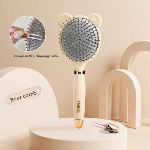Darrahopens Health & Beauty > Massage & Relaxation > Massagers Little Bear Comb Soft Touch Air Cushion Hair Brush with Built-in Cleaning Claw Detangling Massage Comb for Wet and Dry Hair Gentle Scalp Care