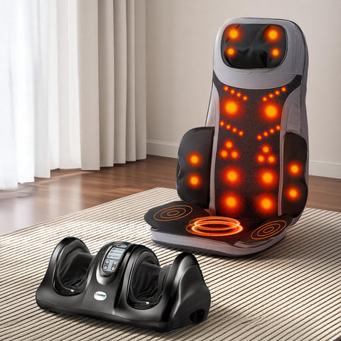 Darrahopens Health & Beauty > Massage & Relaxation > Massagers Livemor 8-nodes Full Back Massage Seat Cushion Heating With Foot Massagers