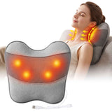 Livemor Back Massager with Heat, USB Neck and Shoulder Massage Pillow, 3-Speed Ergonomic Lumbar Support Cushion for Office Chair, Portable Muscle Relief for Back, Thigh & Calf, Grey