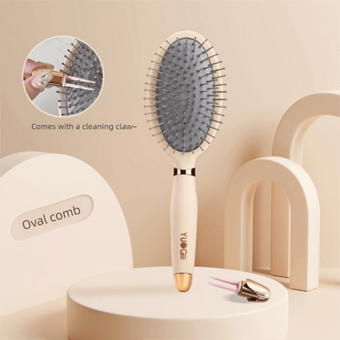 Darrahopens Health & Beauty > Massage & Relaxation > Massagers Oval comb Soft Touch Air Cushion Hair Brush with Built-in Cleaning Claw Detangling Massage Comb for Wet and Dry Hair Gentle Scalp Care