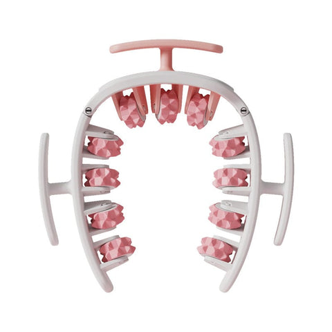 Darrahopens Health & Beauty > Massage & Relaxation > Massagers Pink and White Removable Adjustable Wrap-Around Muscle Roller - 11-Wheel Deep Tissue Massager for Legs, Arms & Body