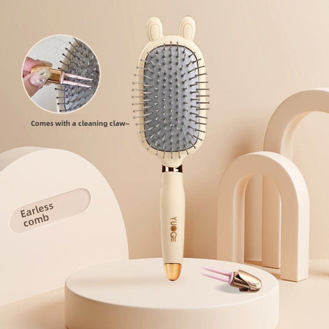 Darrahopens Health & Beauty > Massage & Relaxation > Massagers Rabbit ear comb Soft Touch Air Cushion Hair Brush with Built-in Cleaning Claw Detangling Massage Comb for Wet and Dry Hair Gentle Scalp Care