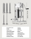Darrahopens Health & Beauty > Massage & Relaxation > Massagers VEVOR Manual Sausage Stuffer, 22 LBS / 10 L Vertical Meat Stuffer, Dual-Speed Sausage Casing Meat Filling Machine, Stainless Steel Heavy Duty Filler with 5 Stuffing Tubes, for Commercial & Home Use