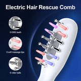 Darrahopens Health & Beauty > Massage & Relaxation > Massagers White Porrtable EMS Vibration Scalp Massager & Hair Growth Comb - Tri-Color LED Therapy, 8 Gentle Comb Teeth | 6 EMS Teeth | 6 Essence-Dispensing Teeth for Even Application & Hair Rescue