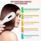 Darrahopens Health & Beauty > Massage & Relaxation > Massagers White Porrtable EMS Vibration Scalp Massager & Hair Growth Comb - Tri-Color LED Therapy, 8 Gentle Comb Teeth | 6 EMS Teeth | 6 Essence-Dispensing Teeth for Even Application & Hair Rescue